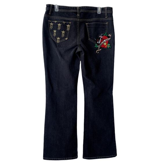 Vintage Looney Tunes Jeans Mid Rise Wide Leg Size 13 Tweety Sylvester Tattoo - Picture 1 of 5